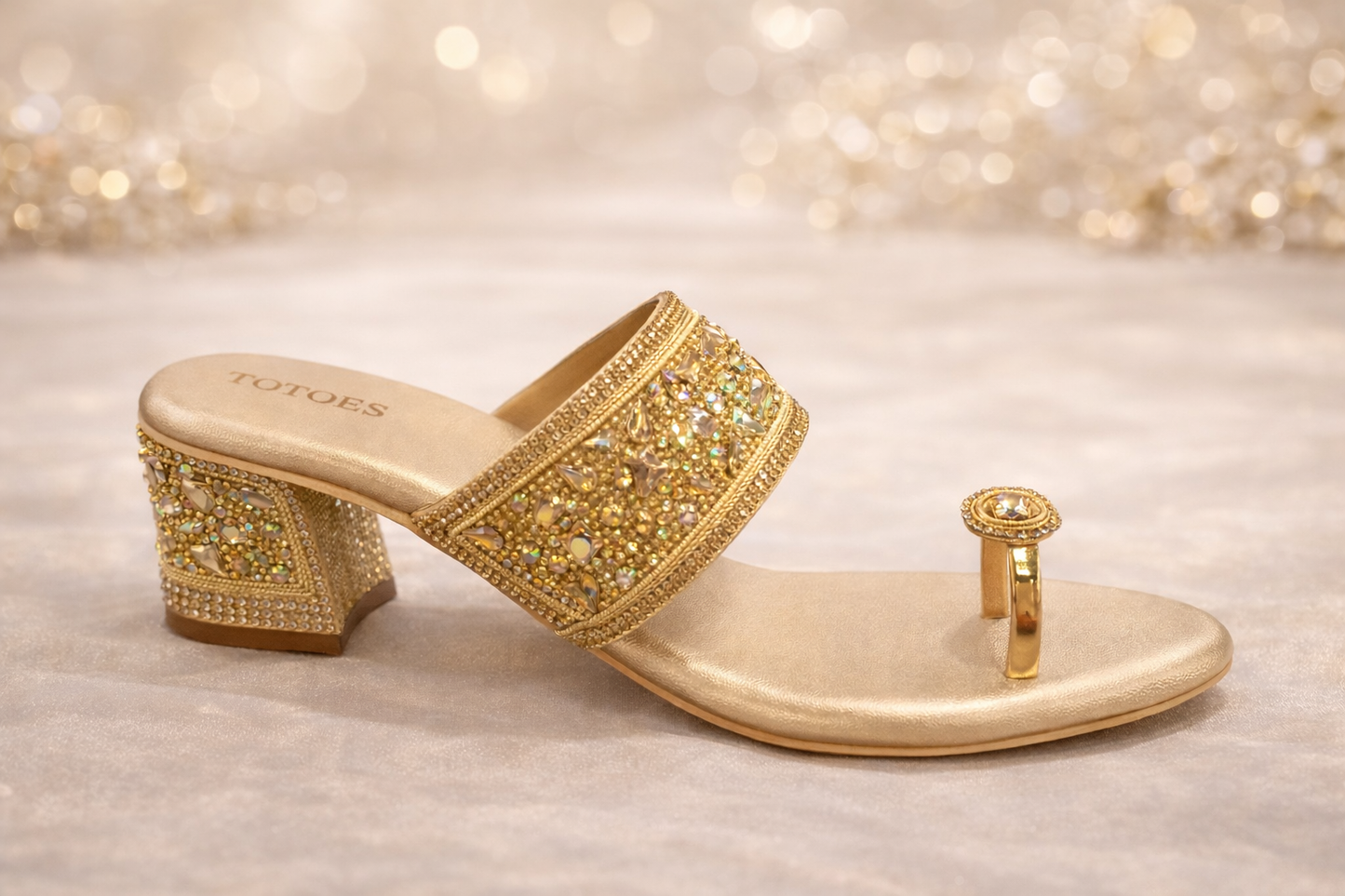 TOTOES Gold Crystal Toe-Ring Sandals