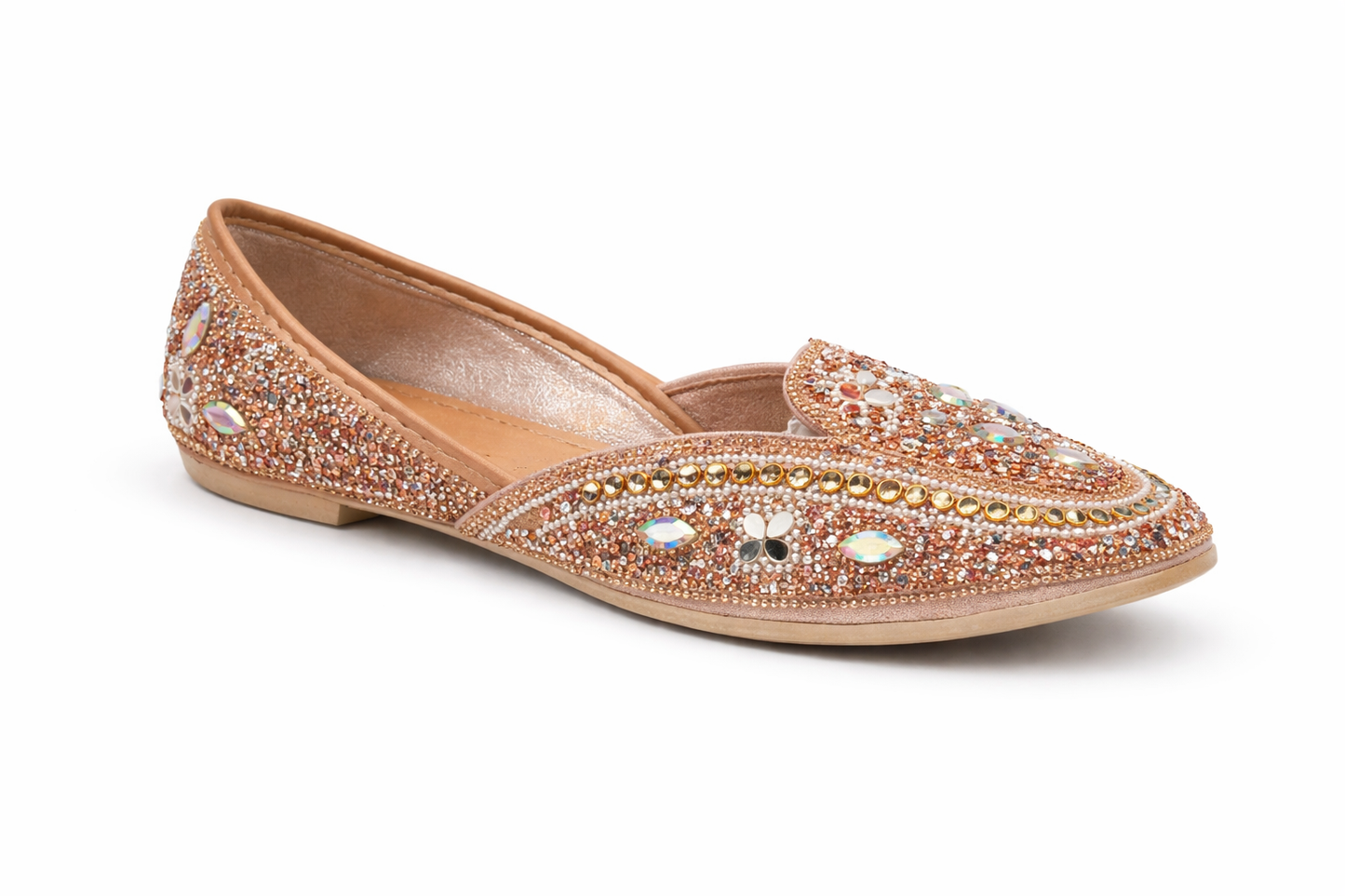 Women Crystal Embellished Jutti Flats