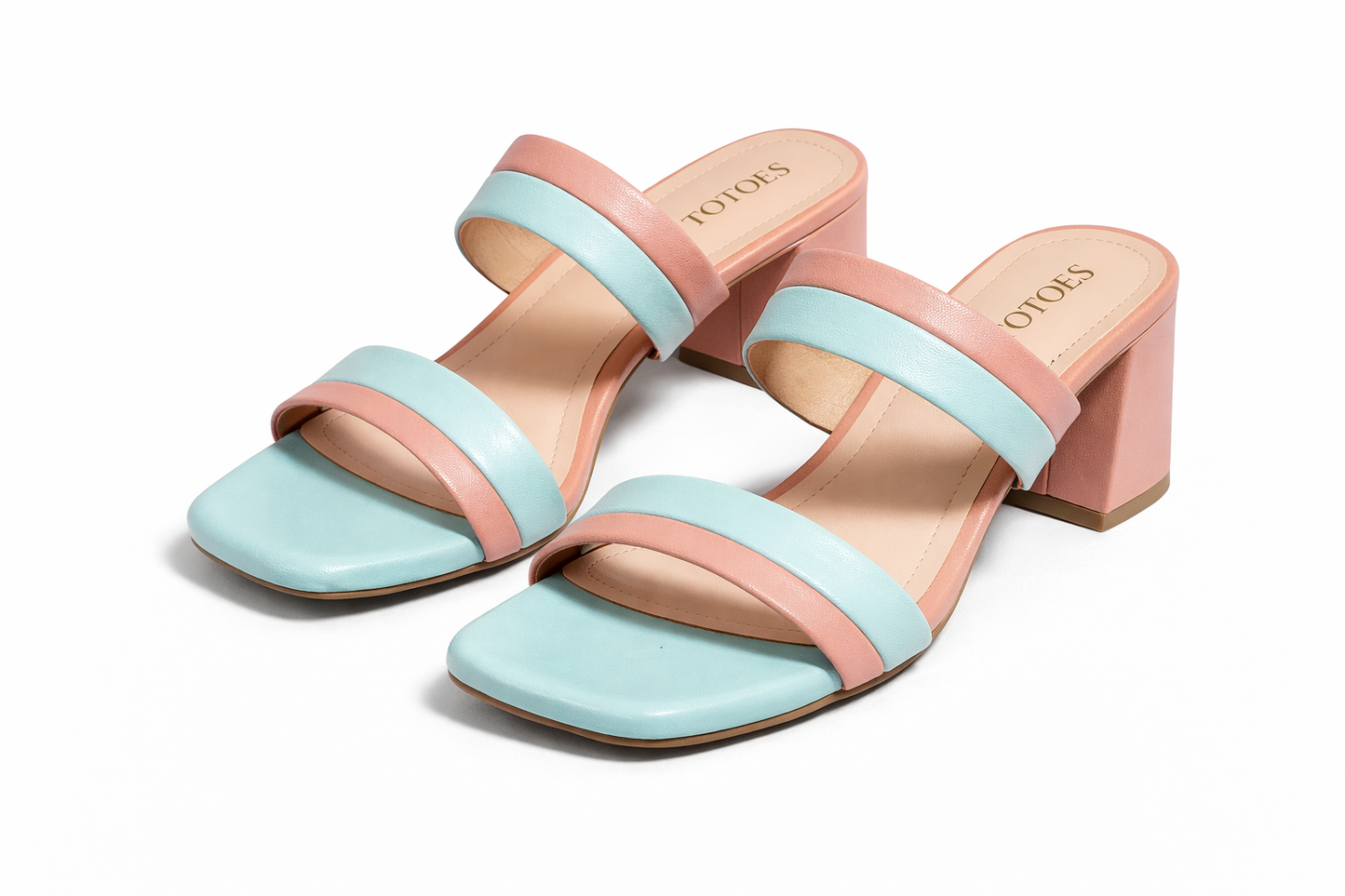 TOTOES Women Double Strap Slip Heels