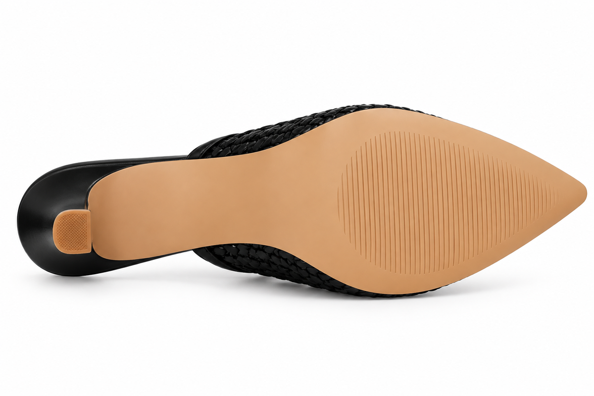 TOTOES Women’s Black Woven Pointed Toe Heels