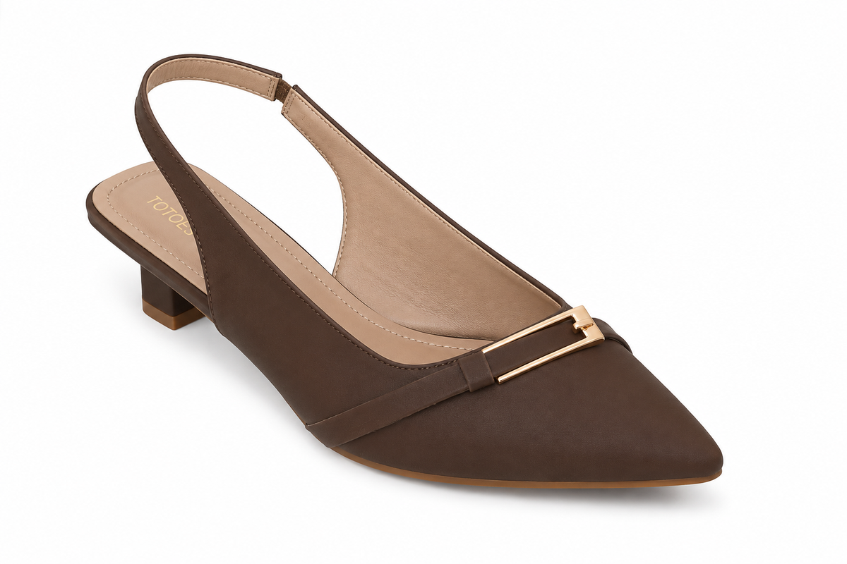 TOTOES Women’s Pointed Toe Slingback Heels