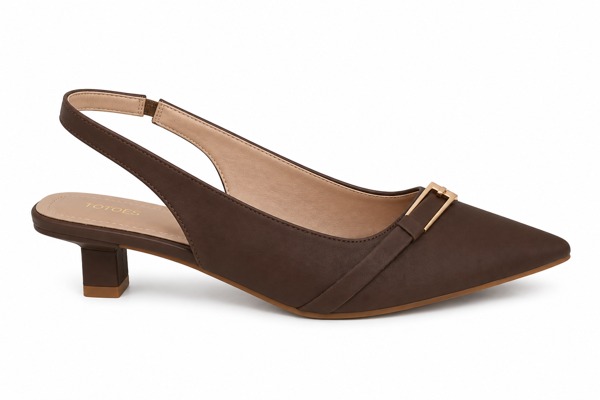 TOTOES Women’s Pointed Toe Slingback Heels