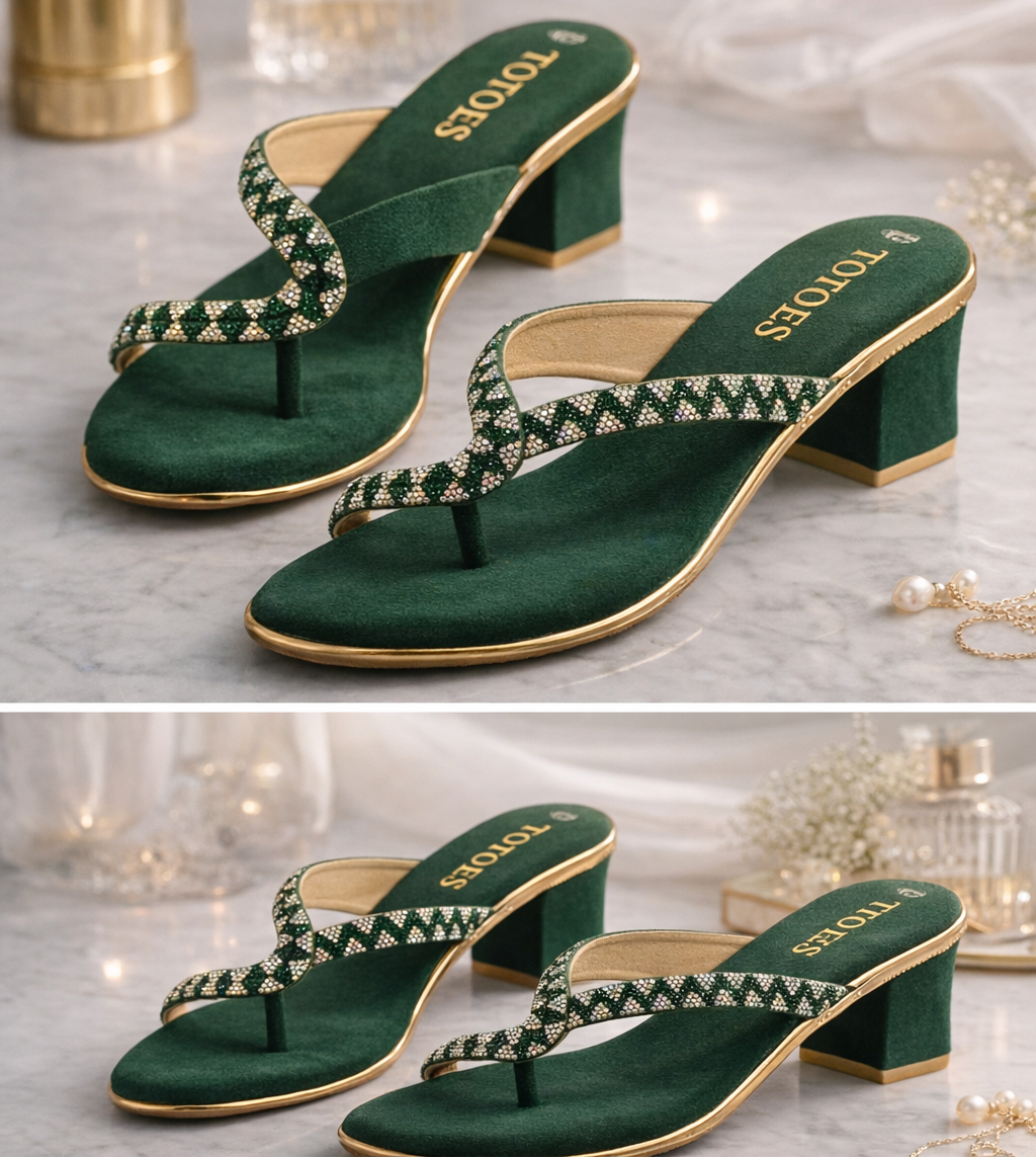 Totoes Emerald Grace Crystal Heels