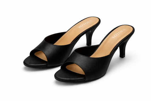 TOTOES Noir Luxe Open-Toe Heels