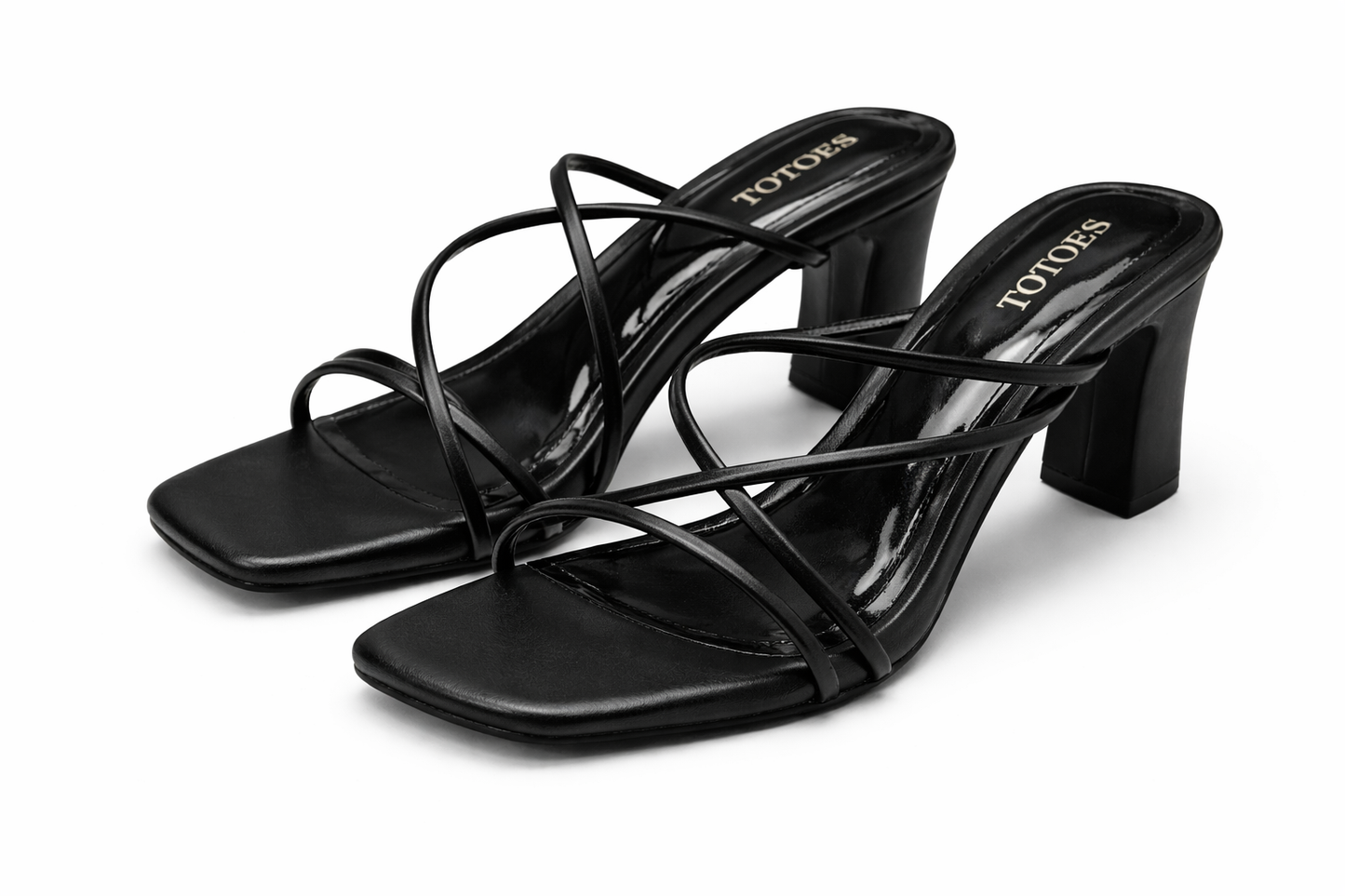 TOTOES Noir Strappy Block Heel