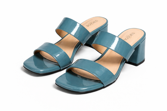 TOTOES Gloss Double Strap Block Heels