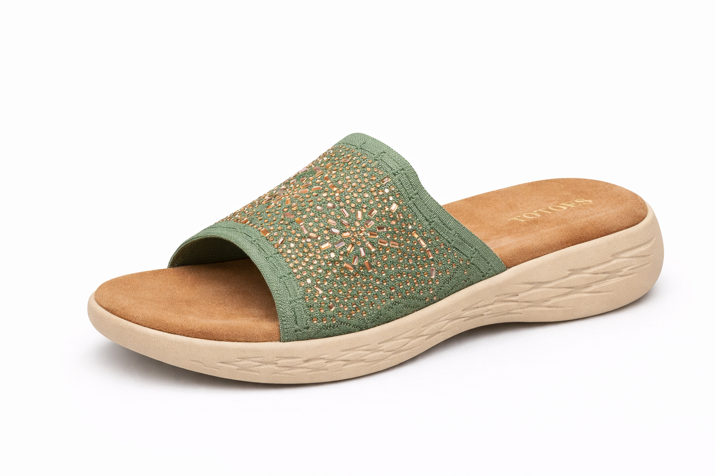 TOTOES Rhinestone Comfort Slide Sandals