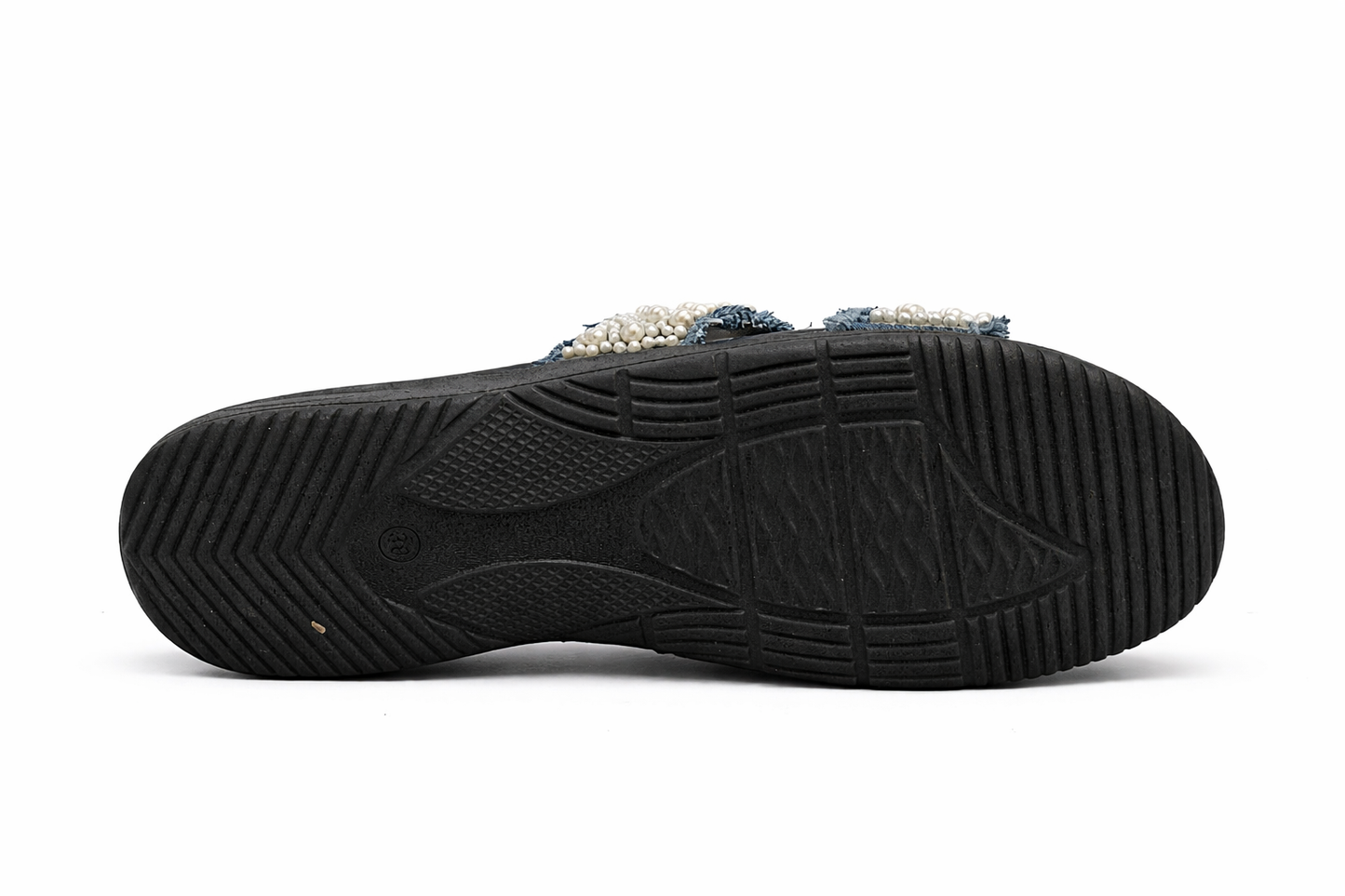 TOTOES Pearl Embellished Denim Comfort Slides