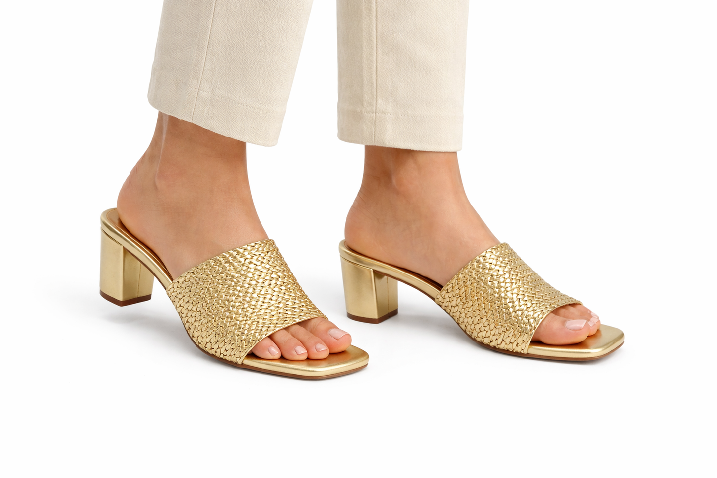 TOTOES Woven Block Heel Mules