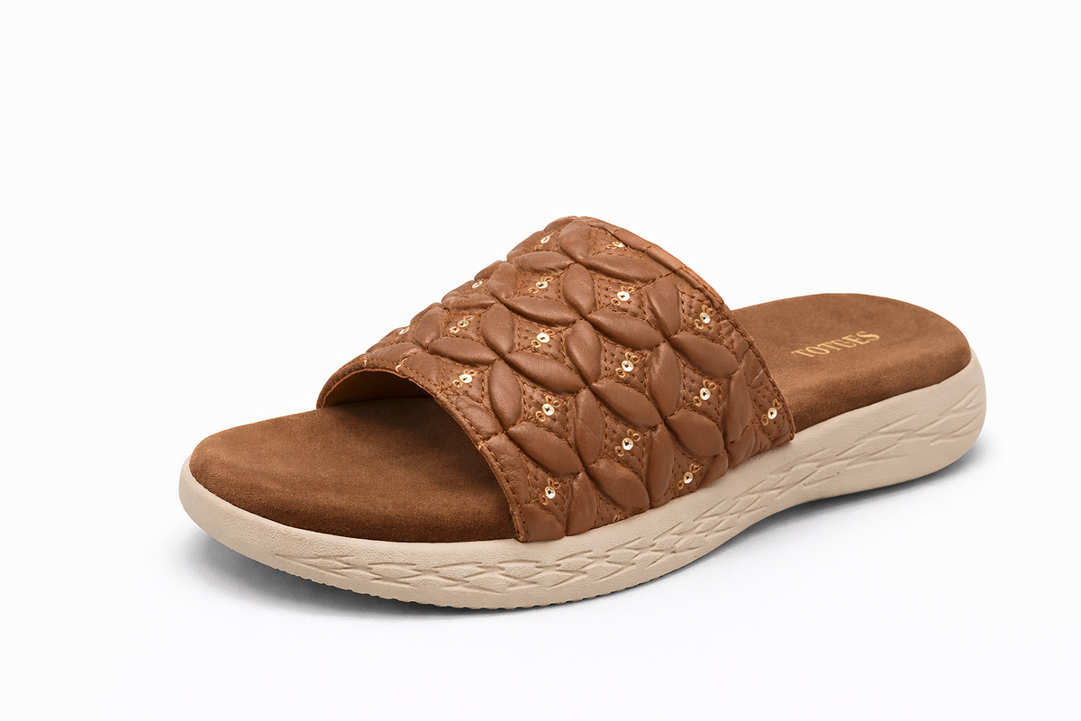 TOTOES Women’s Quilted Comfort Slide Sandals