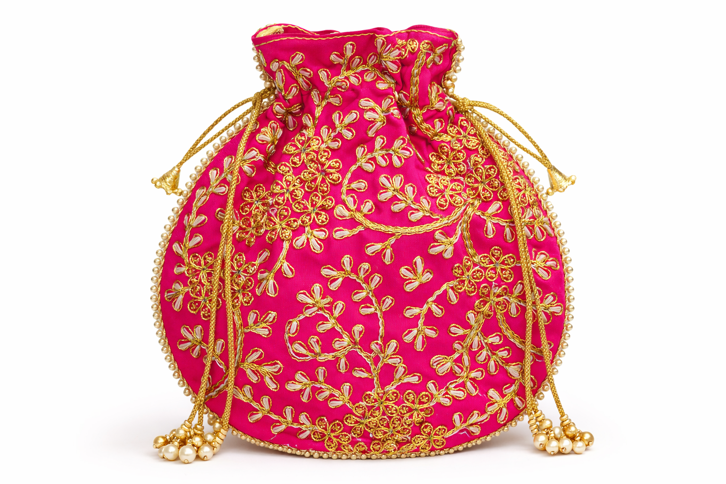 Rani Pink Embroidered Potli Bag
