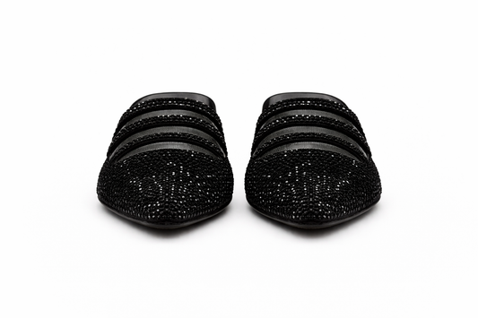 Midnight Spark Rhinestone Mule Heels