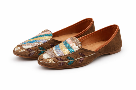TOTOES Boho Beaded Ethnic Jutti Flats for Women