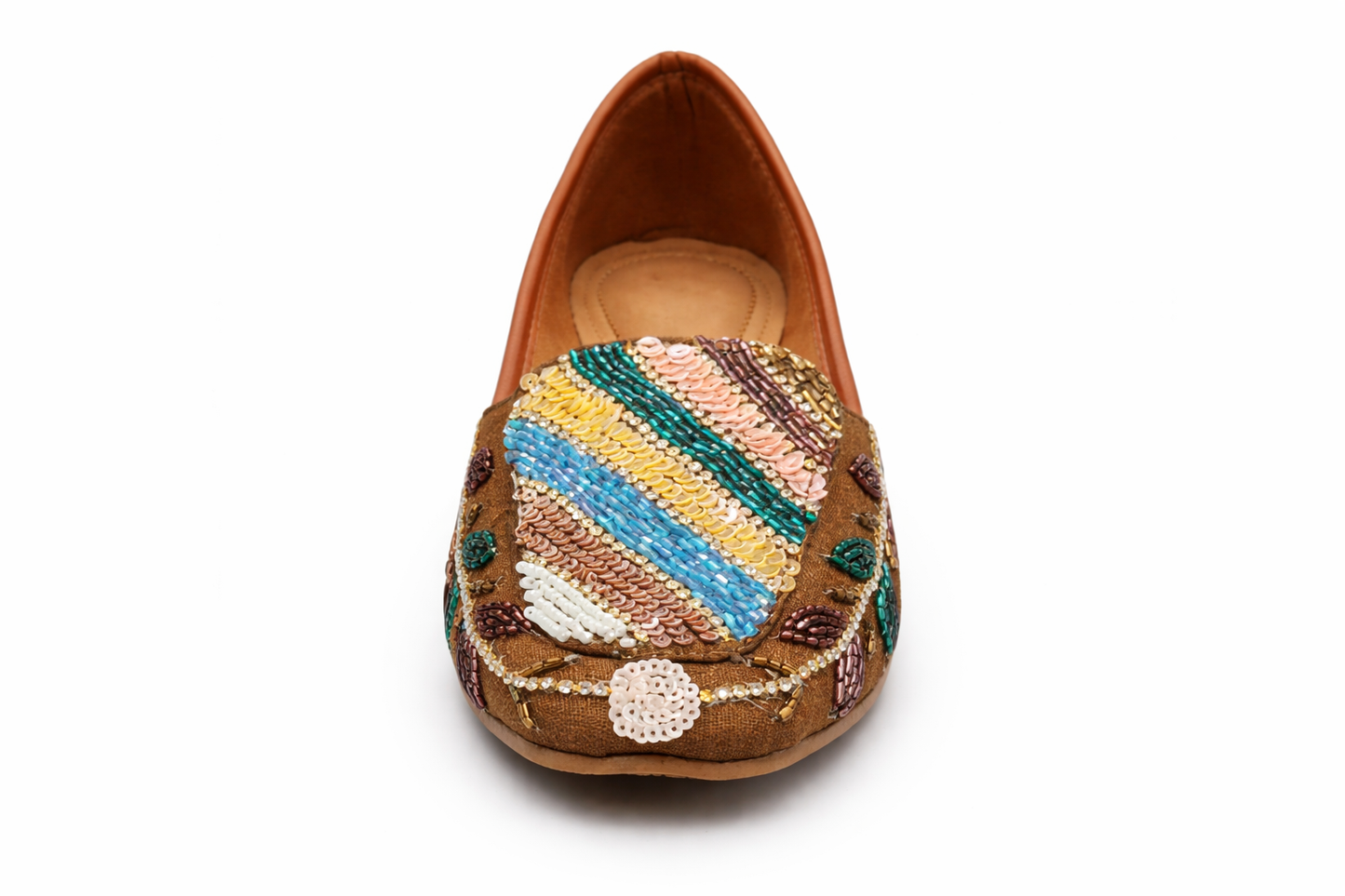 TOTOES Boho Beaded Ethnic Jutti Flats for Women