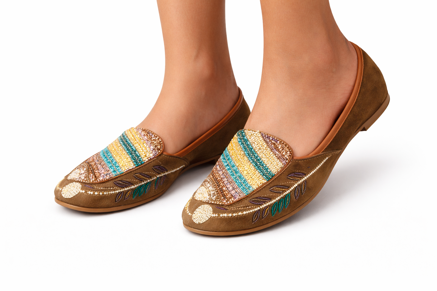 TOTOES Boho Beaded Ethnic Jutti Flats for Women