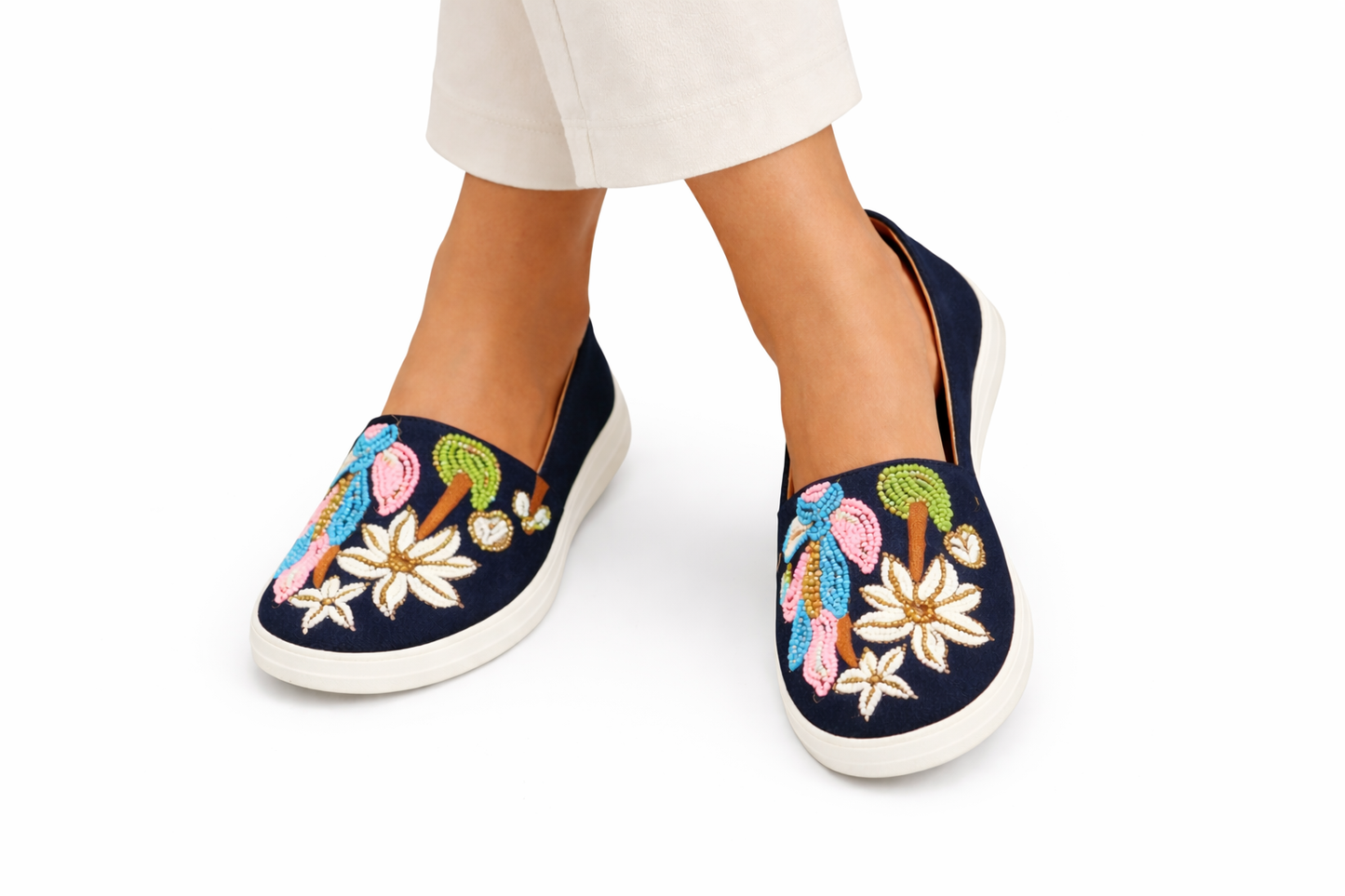 TOTOES Floral Embroidered Slip-On Shoes