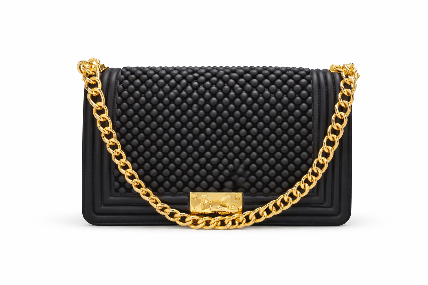 TOTOES Luxury Black Beaded Chain Handbag