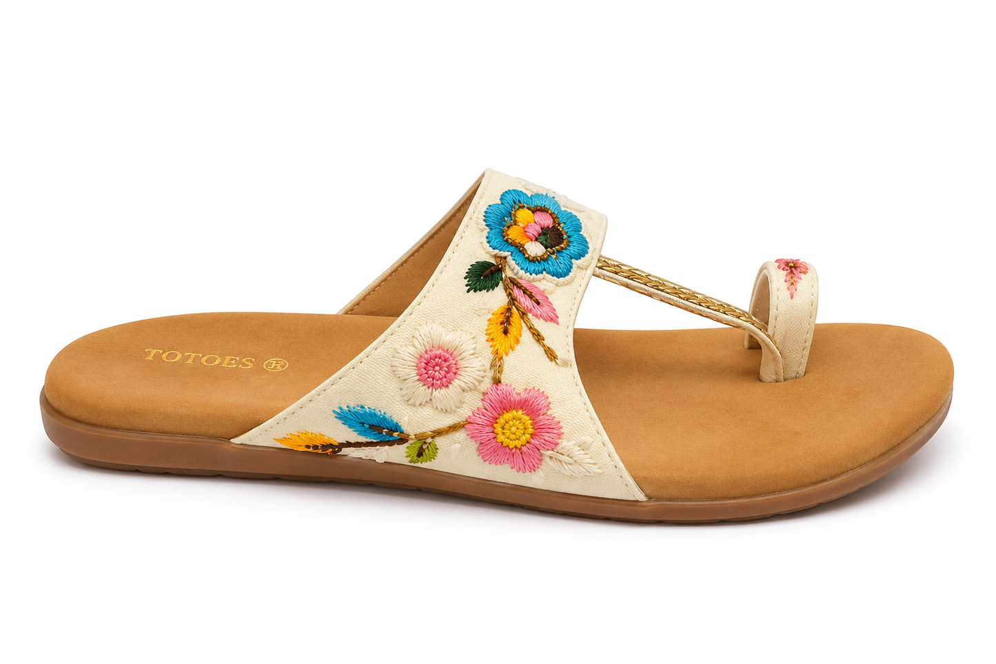 TOTOES Floral Embroidered Toe-Ring Flats