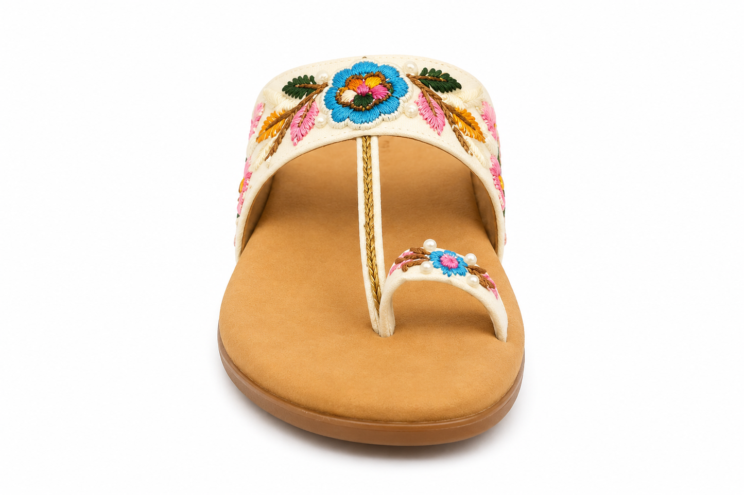TOTOES Floral Embroidered Toe-Ring Flats
