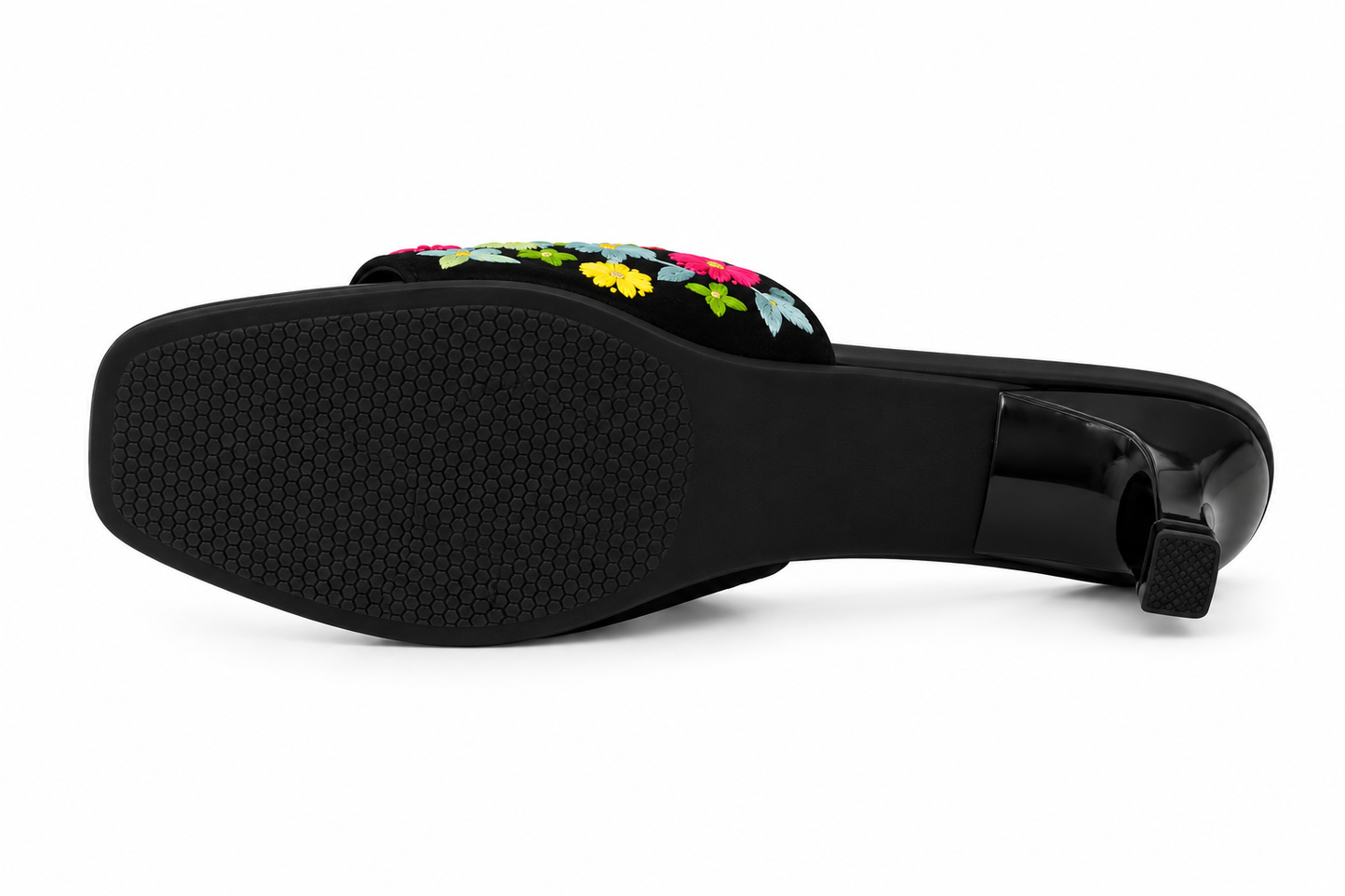 TOTOES Floral Embroidered Kitten Heel Slides