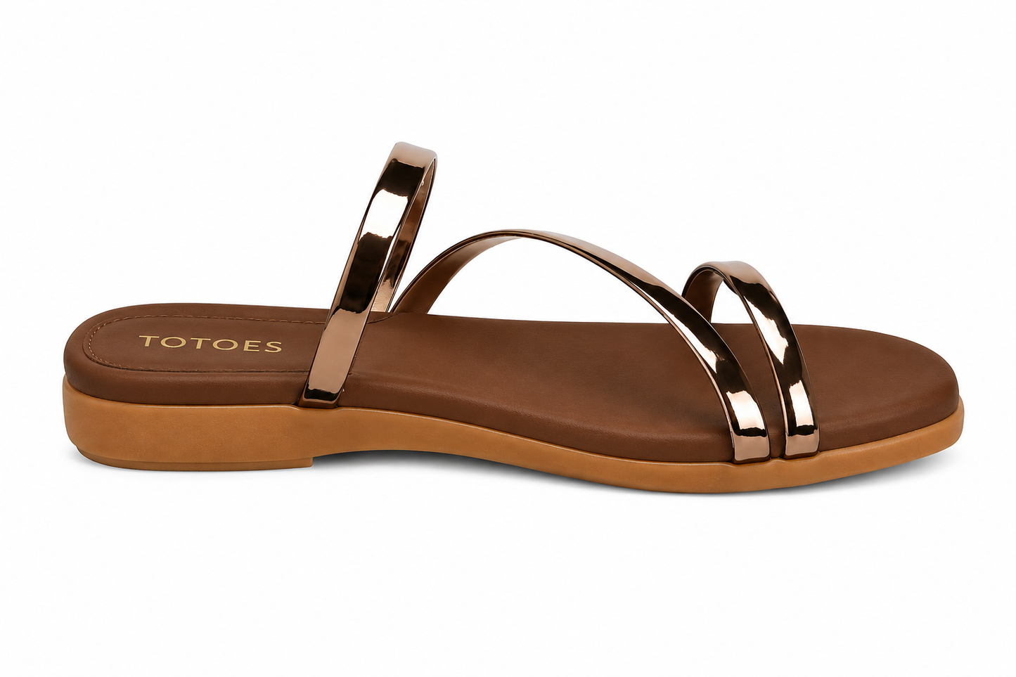 TOTOES Metallic Strap Flat Sandals