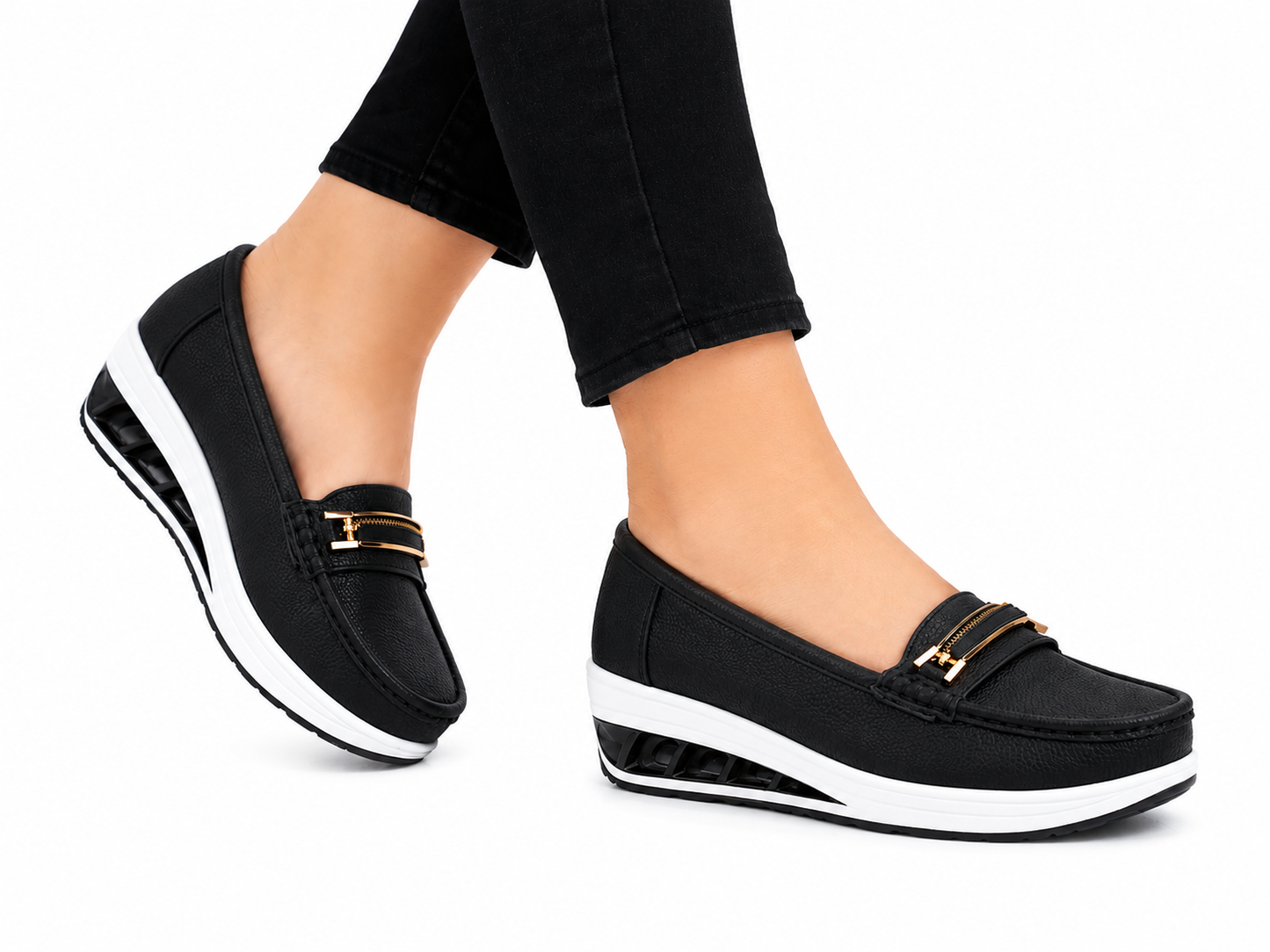 TOTOES Women’s Comfort Wedge Loafers