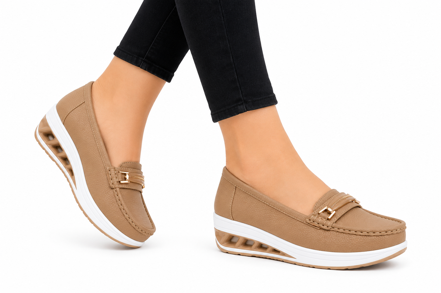 TOTOES Women’s Comfort Wedge Loafers