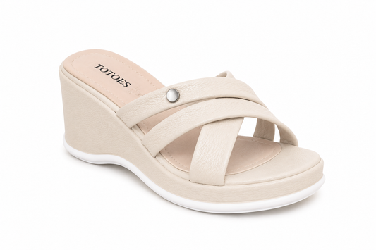 TOTOES Comfort Cross Strap Wedge Sandals