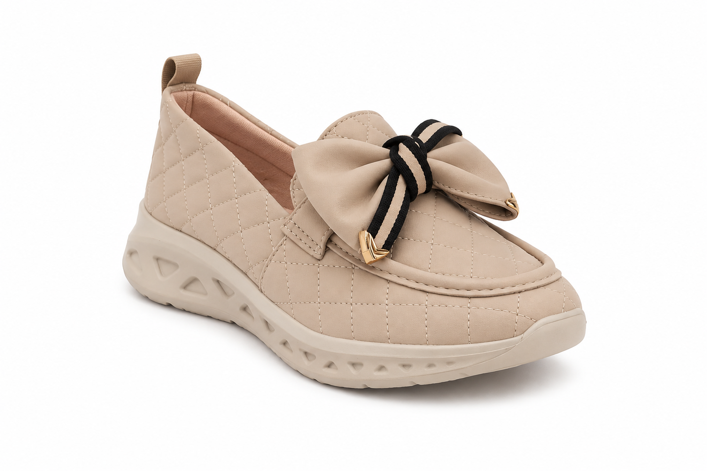 TOTOES Women’s Quilted Bow Comfort Wedge Loafers