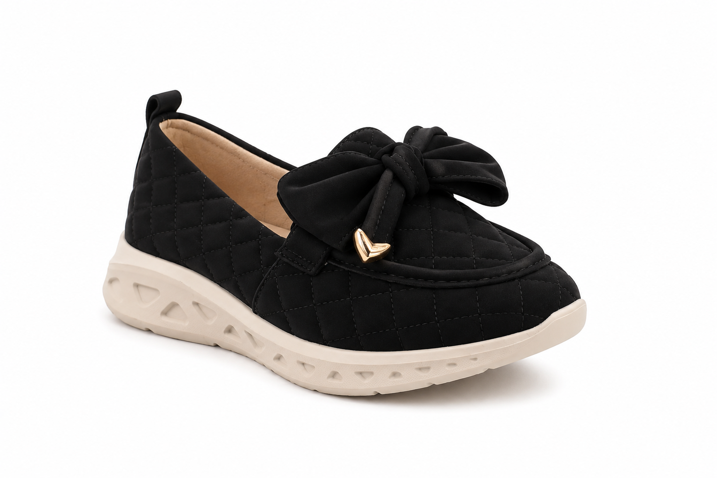 TOTOES Women’s Quilted Bow Comfort Wedge Loafers