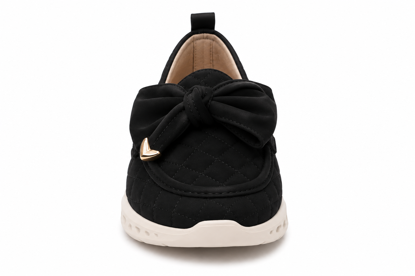 TOTOES Women’s Quilted Bow Comfort Wedge Loafers