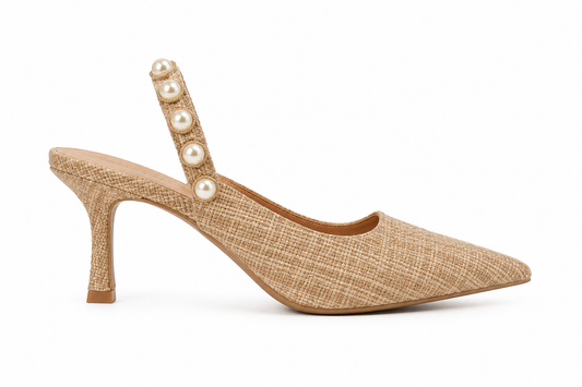 TOTOES Women's Pearl Slingback Kitten Heel