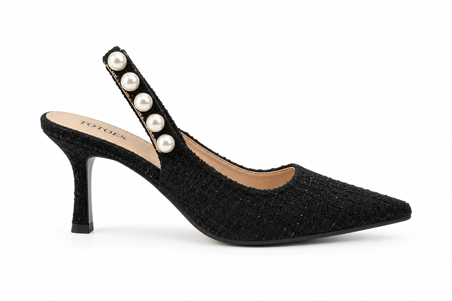 TOTOES Women's Pearl Slingback Kitten Heel