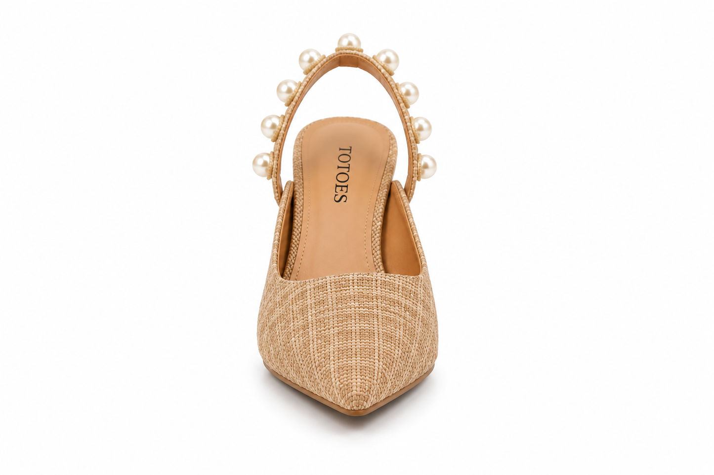 TOTOES Women's Pearl Slingback Kitten Heel