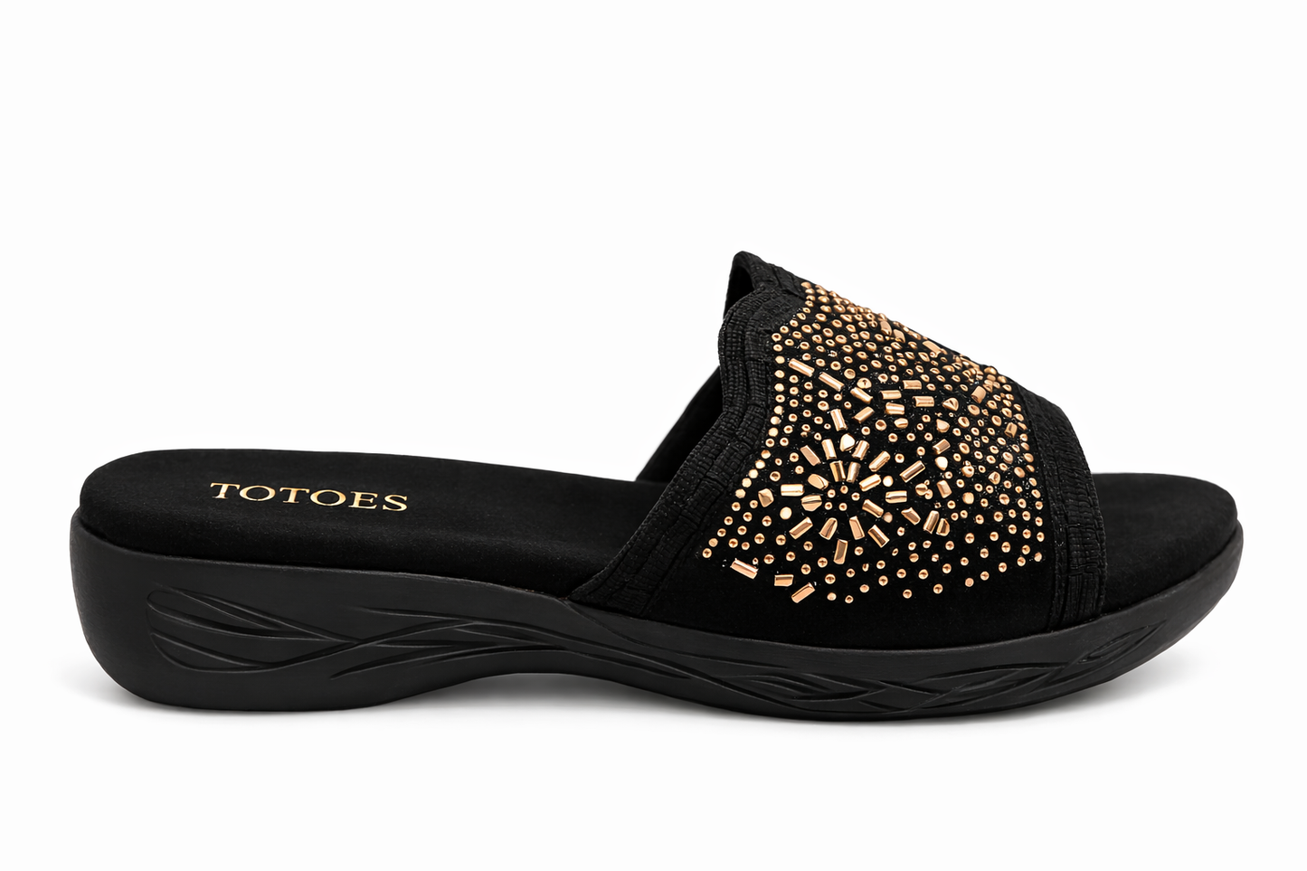 TOTOES Rhinestone Comfort Slide Sandals
