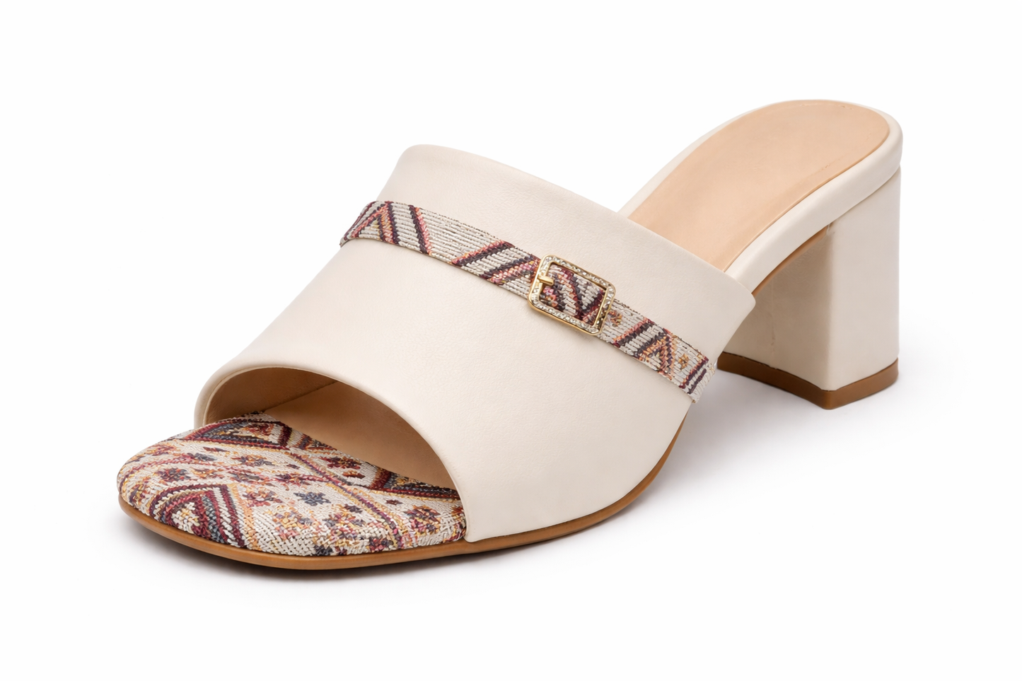 TOTOES Ethnic Strap Mule Heels