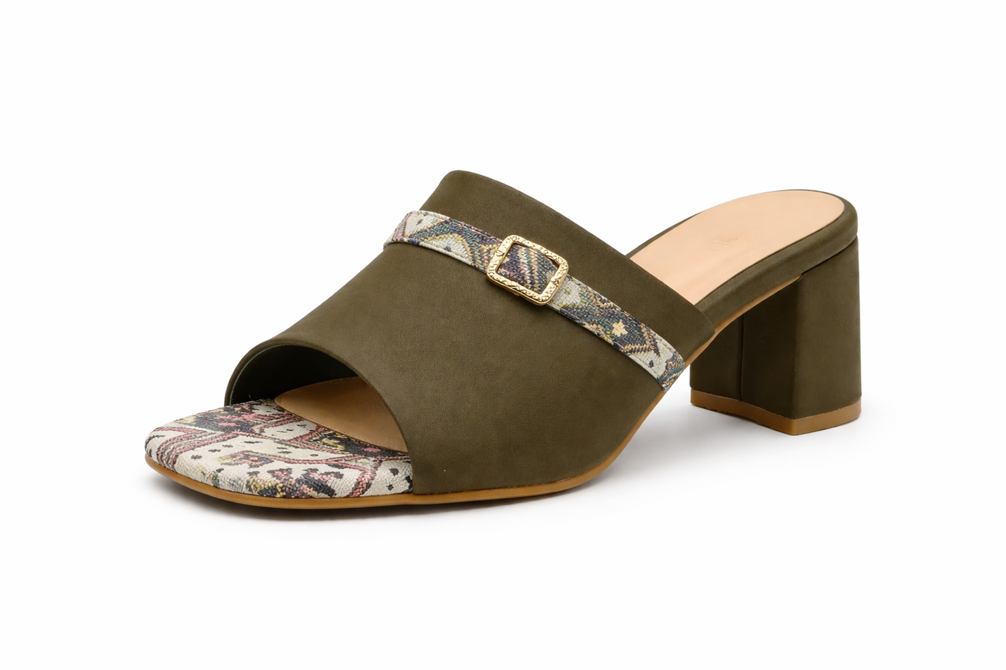 TOTOES Ethnic Strap Mule Heels