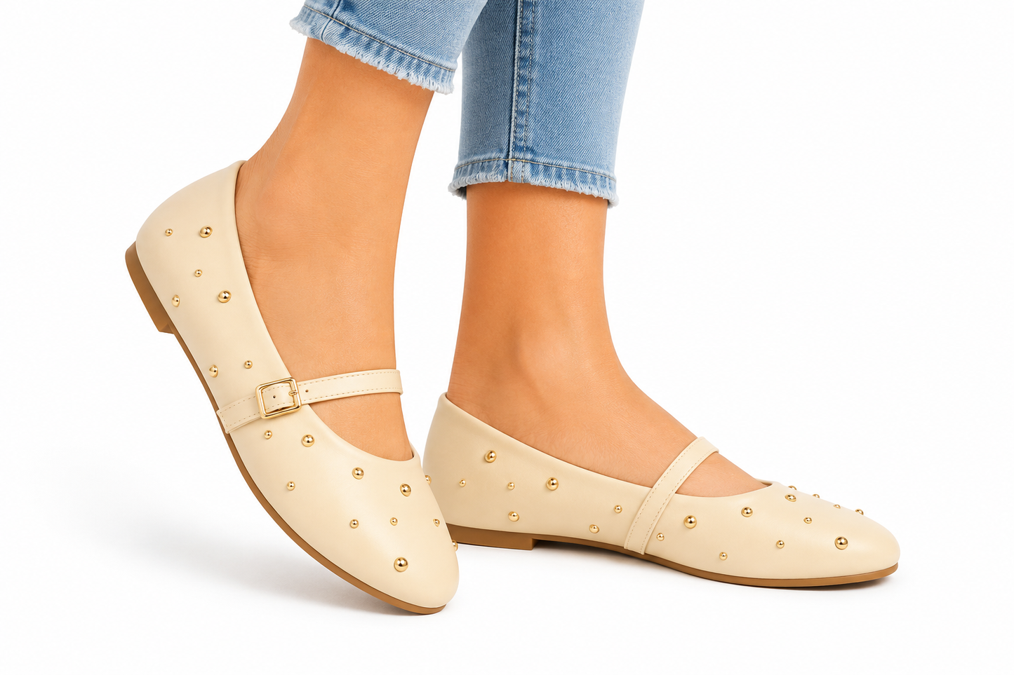 TOTOES Studded Mary Jane Flats