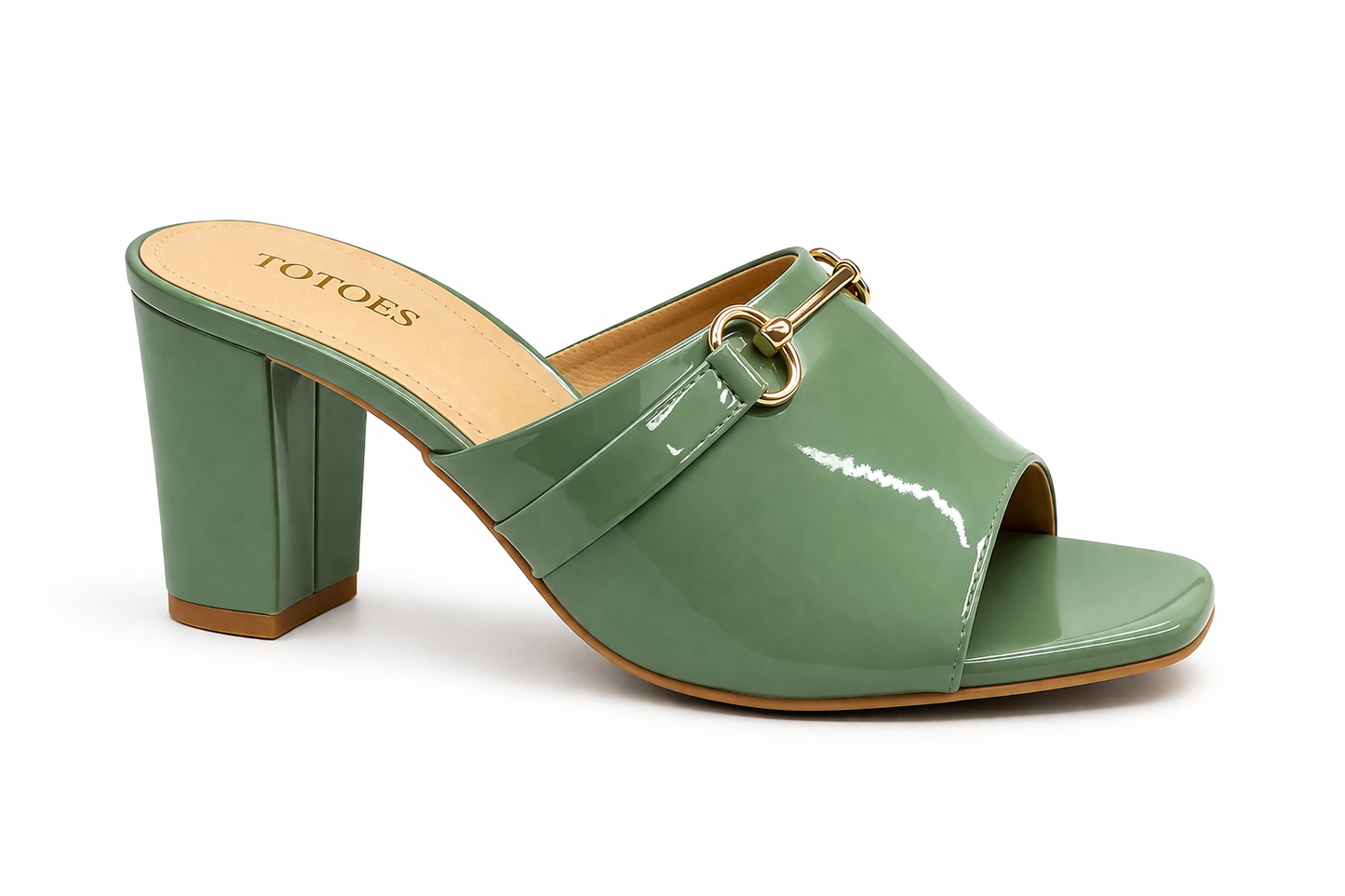 TOTOES Patent Block Heel Mule Sandals