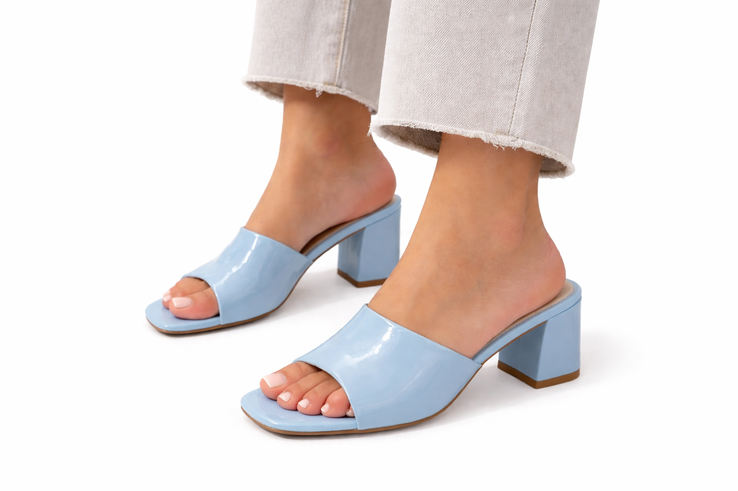 TOTOES Glossy Block Heel Mules
