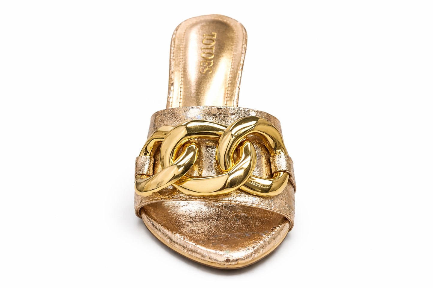 TOTOES Metallic Chain Heel Mules