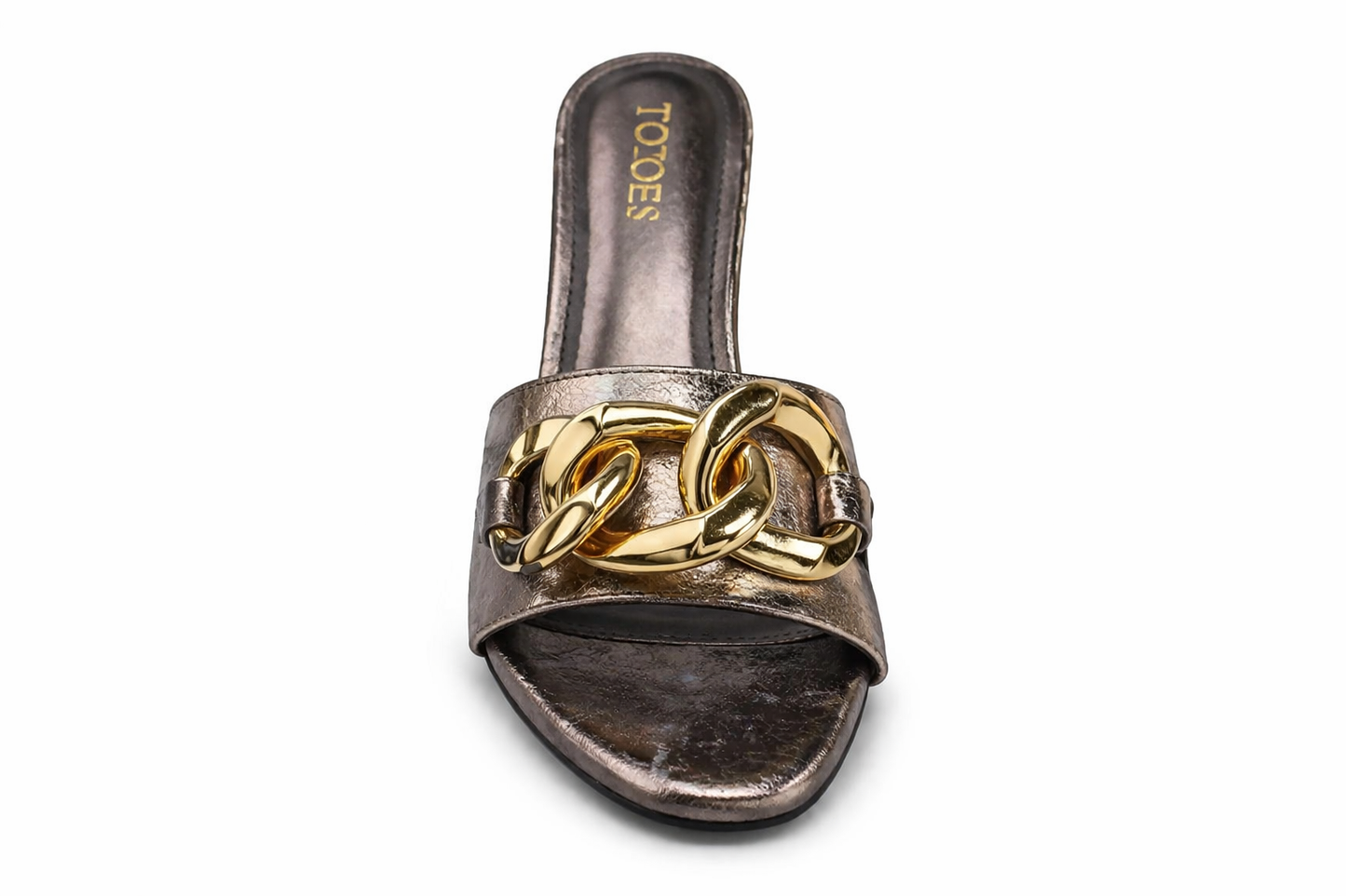TOTOES Metallic Chain Heel Mules