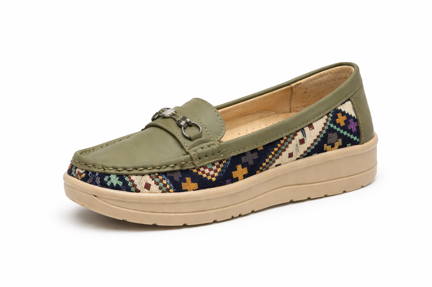 TOTOES Ethnic Pattern Platform Loafers